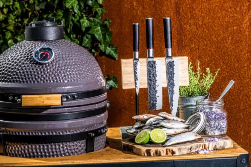 Stil des Lebens Style de Vie Magnetischer Messerblock aus Eiche mit Natursteinsockel (MagnEikSteen)