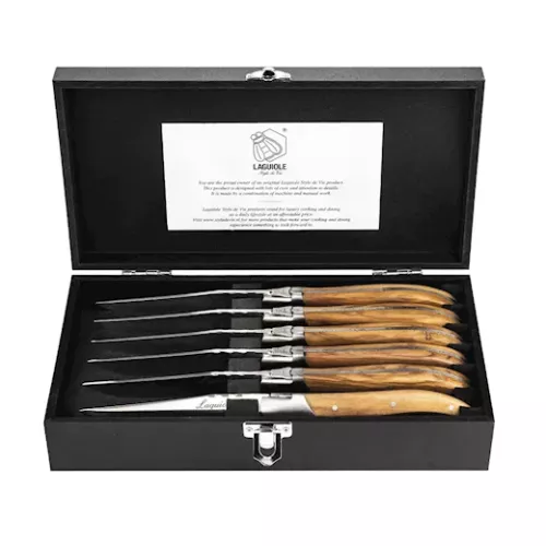 Laguiole Style de Vie Luxury Line Steakmesser Olivenholz (6 Stück)