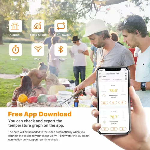 Inkbird BBQ Thermometer Inkbird IBBQ-4BW Thermometer mit LCD WiFi BT (IBBQ-4BW)