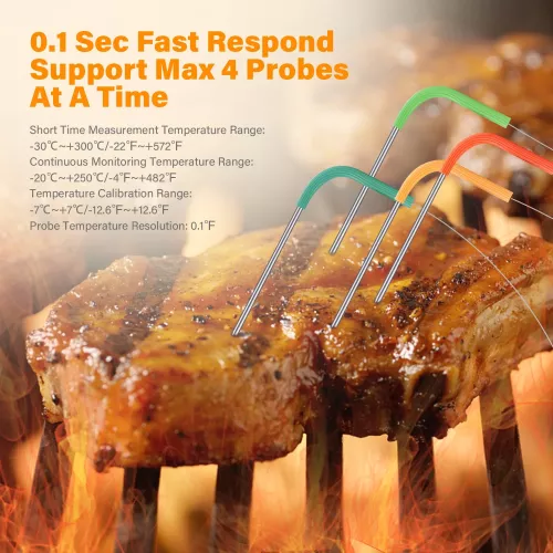 Inkbird BBQ Thermometer Inkbird IBBQ-4BW Thermometer mit LCD WiFi BT (IBBQ-4BW)