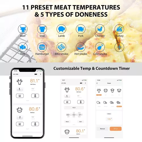 Inkbird BBQ Thermometer Inkbird Bluetooth Lebensmittelthermometer IHT-2PB (IHT-2PB)