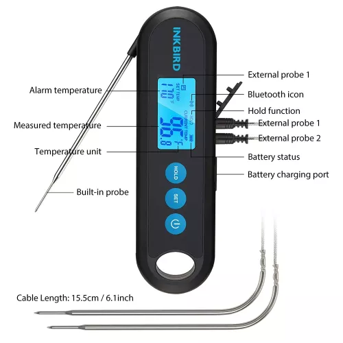 Inkbird BBQ Thermometer Inkbird Bluetooth Lebensmittelthermometer IHT-2PB (IHT-2PB)