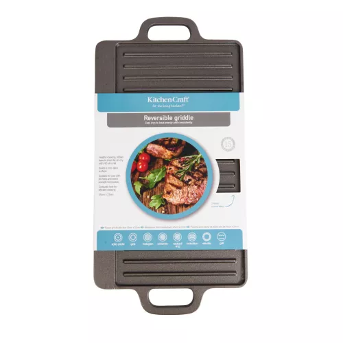 KitchenCraft Traeger Wende-Grillplatte aus Gusseisen (KCCIGRID)