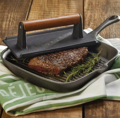 KitchenCraft KitchenCraft Grillpresse aus Gusseisen, 21 x 11 cm (KCGRILLPRESS)