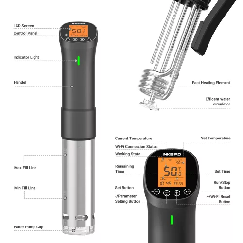 Inkbird BBQ Thermometer INKBIRD ISV-200W WiFi Sous Vide Stick-Kocher (ISV-200W)