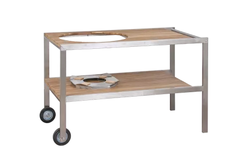 Monolith LeChef Tisch aus Teakholz und Edelstahl