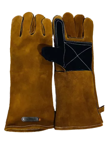 Xapron Grillhandschuhe Cognac - Schwarzes Wildleder