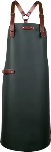 Xapron Rinderschürze, dunkelgrün, Leder, mit Schultergurten, groß