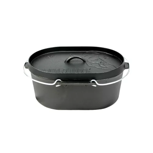 Valhal Dutch Oven Gusseisen-Kasserolle mit Grilldeckel, oval, 9 Liter